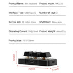 MK321BT Bluetooth 5.1 3 Keys Customizable Keys Gaming Office PS Clip Macro Programming Keyboard (Black)