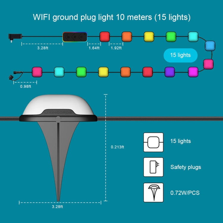 CP01 Outdoor WIFI Smart APP Control Garden Light Music Synchronization Outdoor Ground Lights (US Plug)