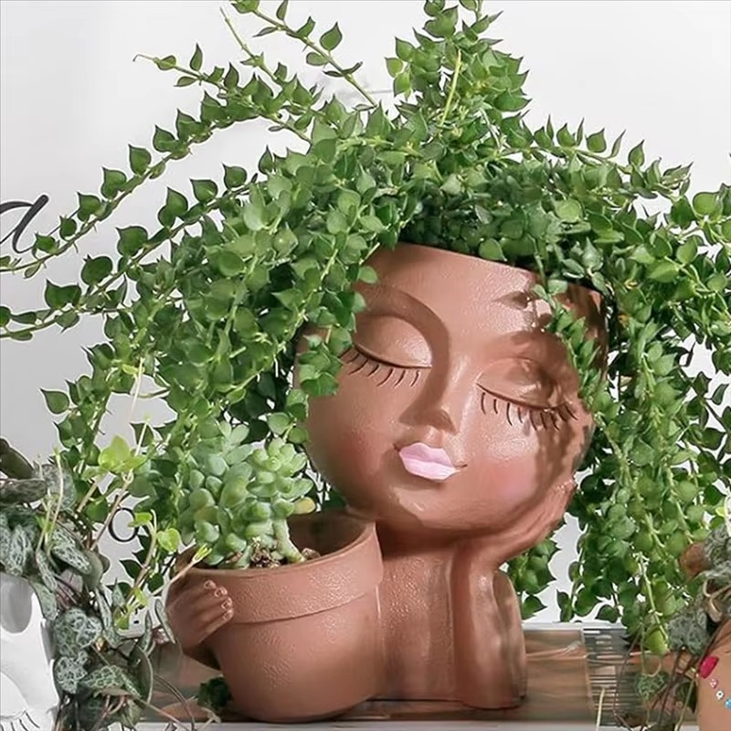 Chic Dual Face Head Planters for Indoor and Outdoor Use