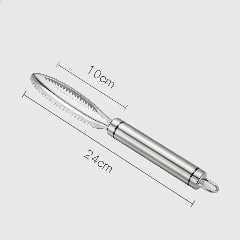 Kitchen block fish scale remover made of stainless steel | Hygienic fish skin scraper with bone tweezers | Rustproof & durable