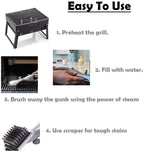 GrillMaster BBQ Cleaning Brush | Effective Steam Cleaning | With Scraper & Rust Protection