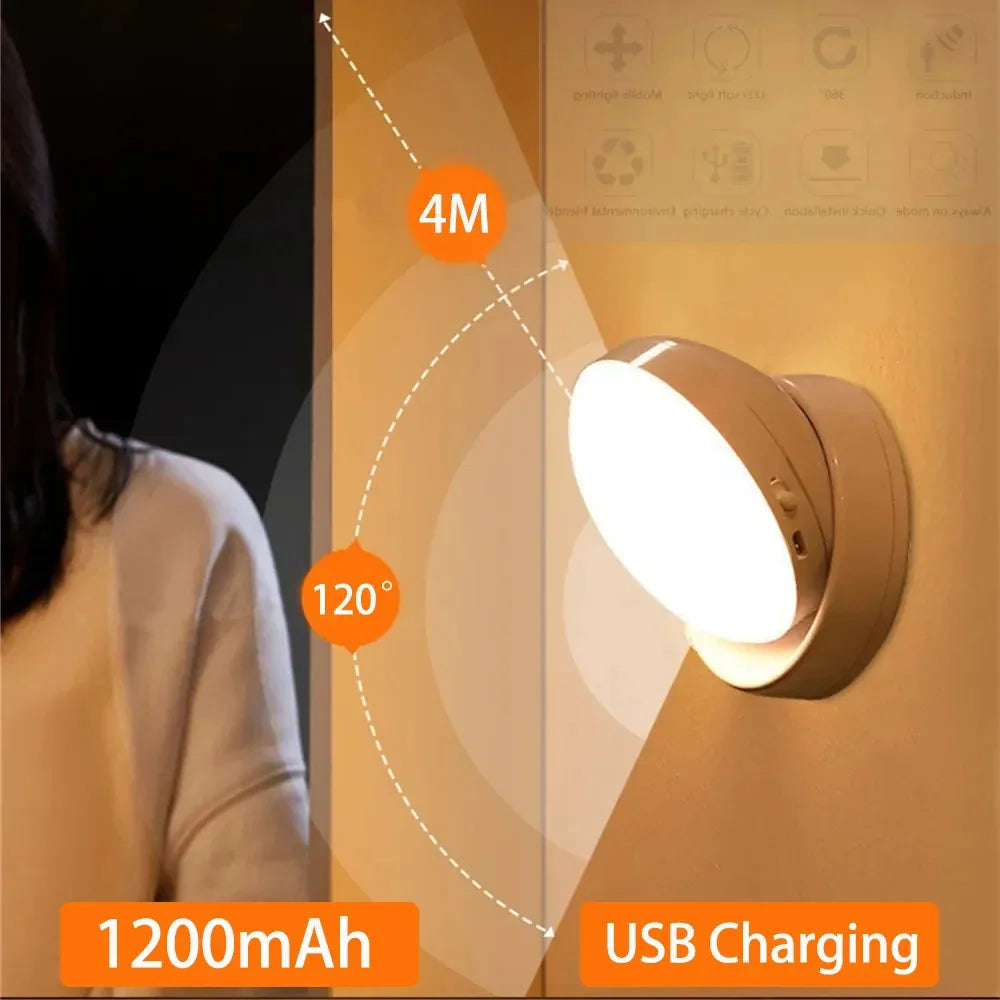 LumiFlex360 LED Night Light | Motion Sensor | 360° Rotatable | Rechargeable | Magnetic & Wireless