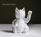 Nordic Minimalism Geometry Lucky Cat Statues