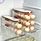 RollEgg Max | Automatic Egg Holder for the Refrigerator | Stackable Egg Organizer Made of Clear Plastic