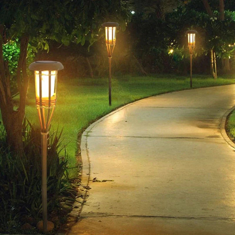 Solar Torch 5-piece Set | Flame Look LED Garden Lights | Solar Powered | Decorative Light for Outdoor