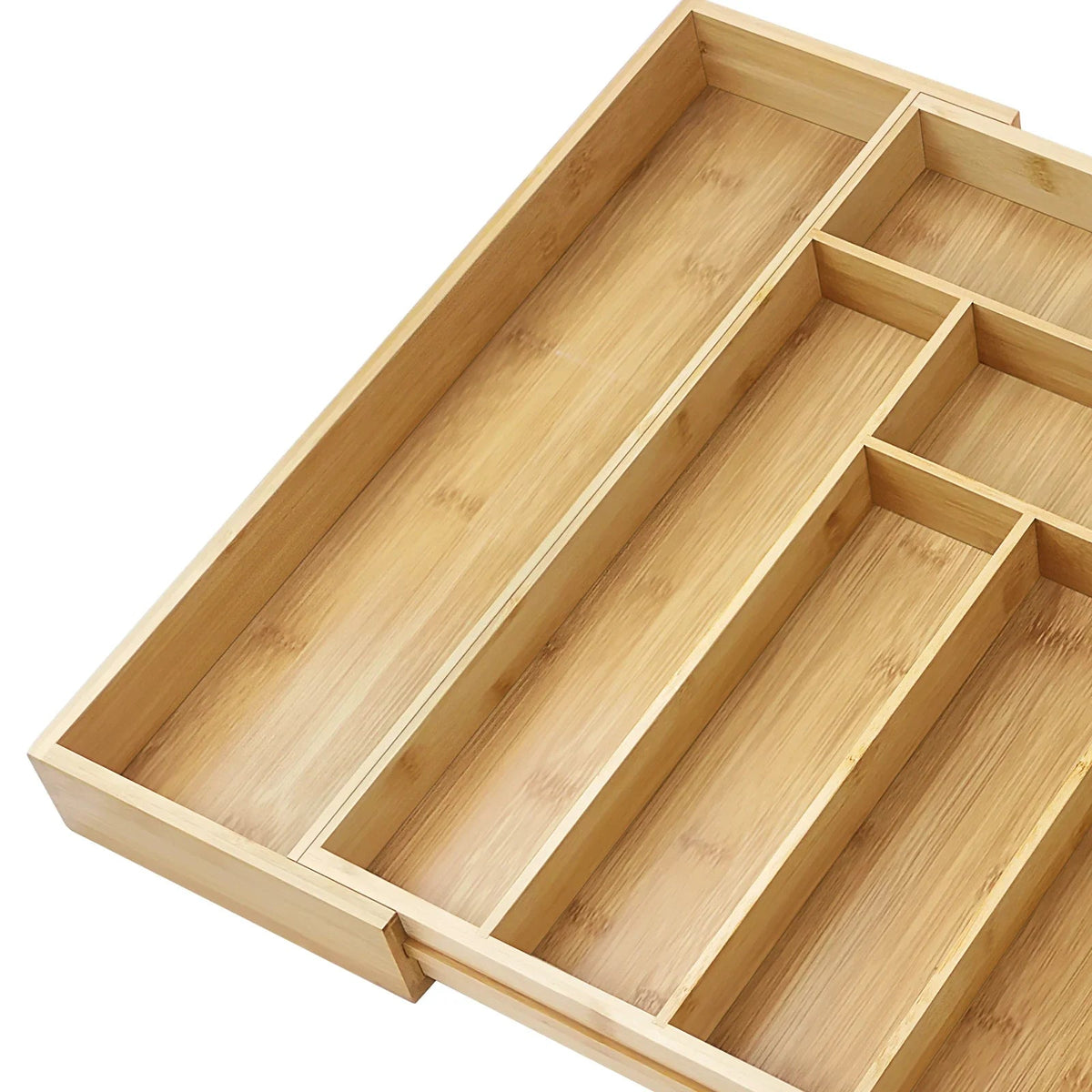 Bambusio cutlery tray made of bamboo | Expandable 32–52 cm | 6–8 compartments | Sustainable drawer insert for kitchen, bathroom & office