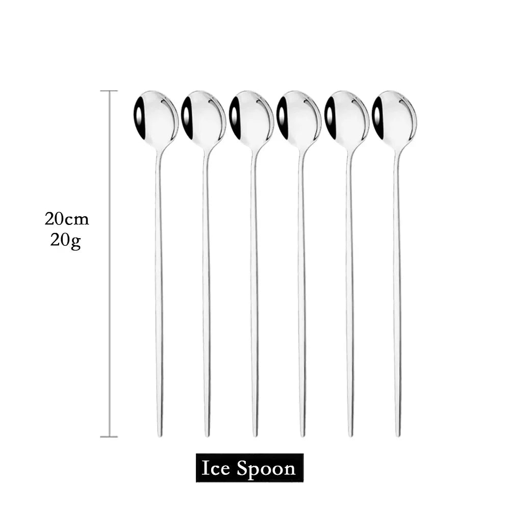 Golden 6-piece Long Handle Spoon Set