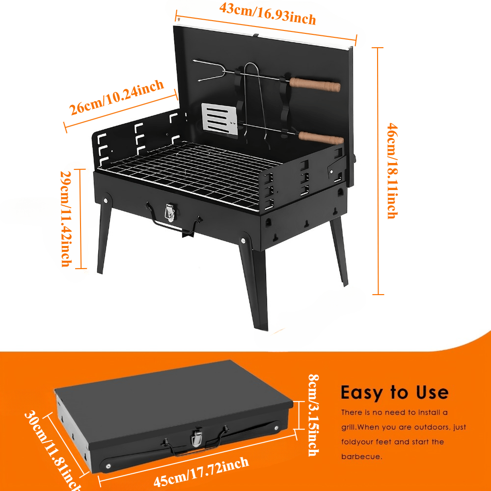 Foldable steel garden barbecue for camping & garden