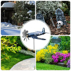 Wind Spinner AeroTwist | Airplane Garden Windmill made of Stainless Steel | Weatherproof & rotating in the wind | For Garden, Terrace & Balcony