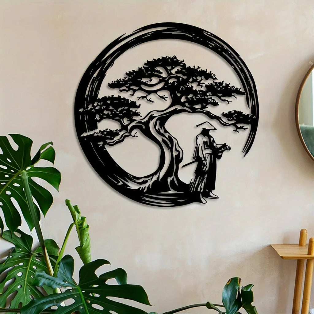 ZENORA Metal Wall Decor Bonsai | Japanese Design with Torii & Enso | 40 × 40 cm