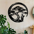 ZENORA Metal Wall Decor Bonsai | Japanese Design with Torii & Enso | 40 × 40 cm