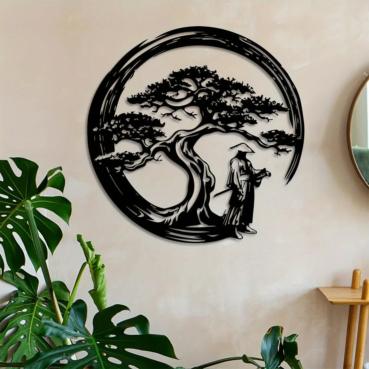 ZENORA Metal Wall Decor Bonsai | Japanese Design with Torii & Enso | 40 × 40 cm