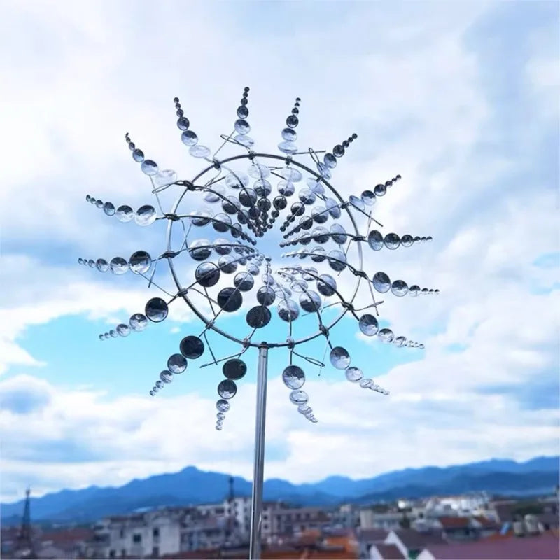 Unique Solar-Powered Kinetic Metal Windmill Spinner - Magical Wind Collectors for Patio, Garden, Lawn Outdoor Decoration