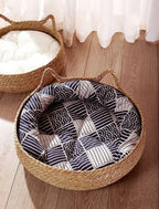 Rattan cat bed handwoven & washable