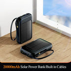 PowerVolt Max 20K | Solar-powered power bank | 4 charging cables integrated | LED flashlight