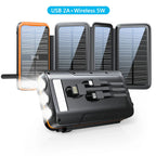 Solar Powerbank VoltCore X Pro 43800mAh | 20W Fast Charging | 10W Wireless Charging | Integrated Cables & LED Lamp | Outdoor & Travel