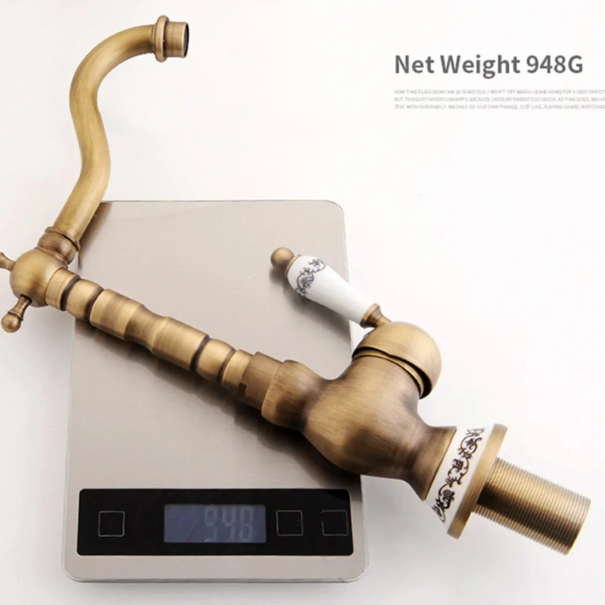 Kitchen faucet made of antique brass with ceramic handle - 360° swivel | Traditional design