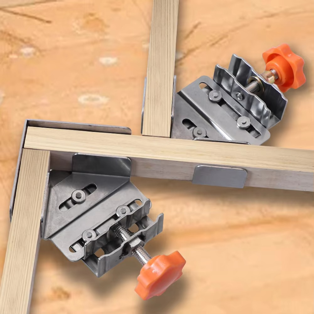 Precision 90° Stainless Steel Corner Clamp for Woodworking