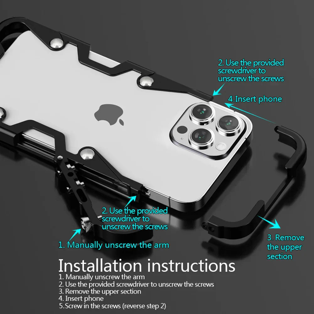 Tactical Grip Shockproof Alloy Frame iPhone Case