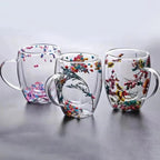 2pcs Dried Flowers Double-Walled Glass Mug