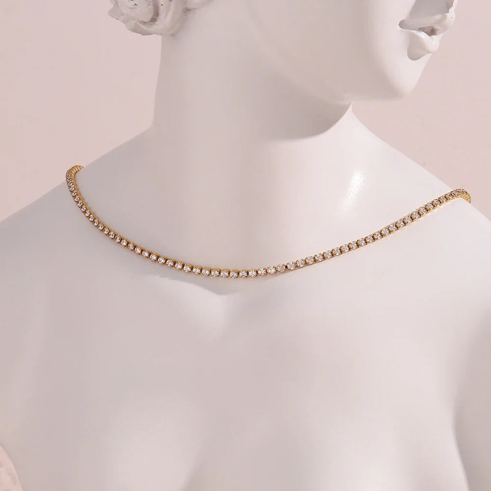 2mm Dainty Tennis Chain Bracelet and Necklace