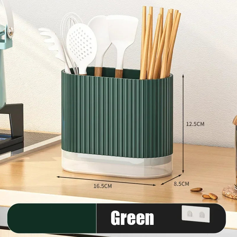 Cutlery Organizer Duo | Wall-Mountable Cutlery Holder | No Drilling | Draining Function | 16.5 × 8.5 × 12.5 cm