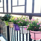 Practical plant pot holder with stable metal frame for balcony and terrace