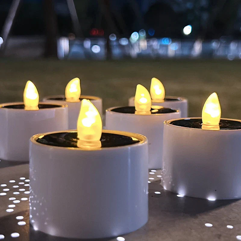 Solar-powered LED candles - Flickering outdoor lighting for garden and patio