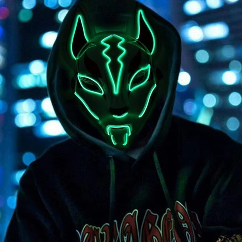 Luminous LED Full Face Fox Mask for Halloween & Cosplay
