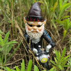 Gnome on Motorcycle Resin Figure for Garden