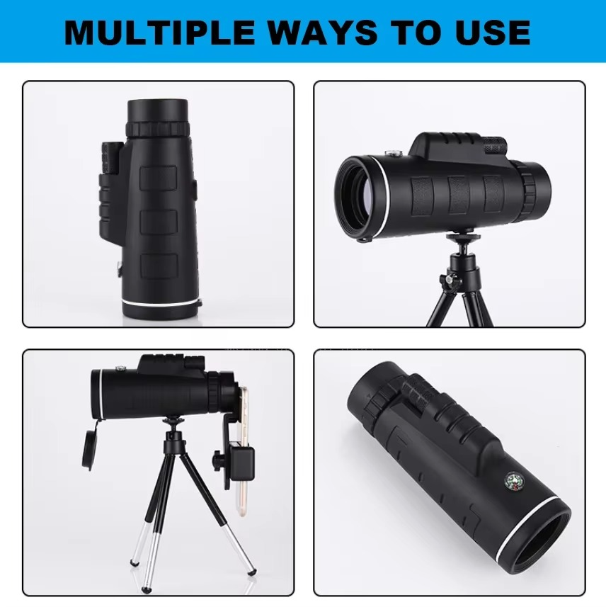 40x60 HD Monocular Telescope with Smartphone Holder and Tripod for Outdoor and Camping