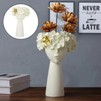 Nordic Girl Head Flower Resin Vase Statue Flower Flower Vases for Office Desktop Dried Flowers Ornaments Decor Container