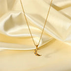 18k Diamond Adorned Crescent Moon Necklace