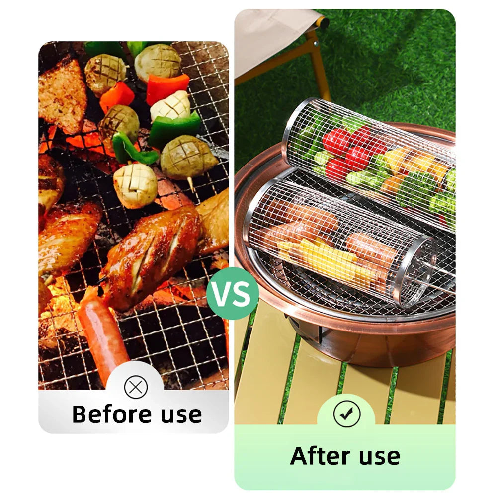 BBQFlare ProGrid Basket | Directly over Charcoal | Stainless Steel & Ergonomic Handle | Dishwasher Safe