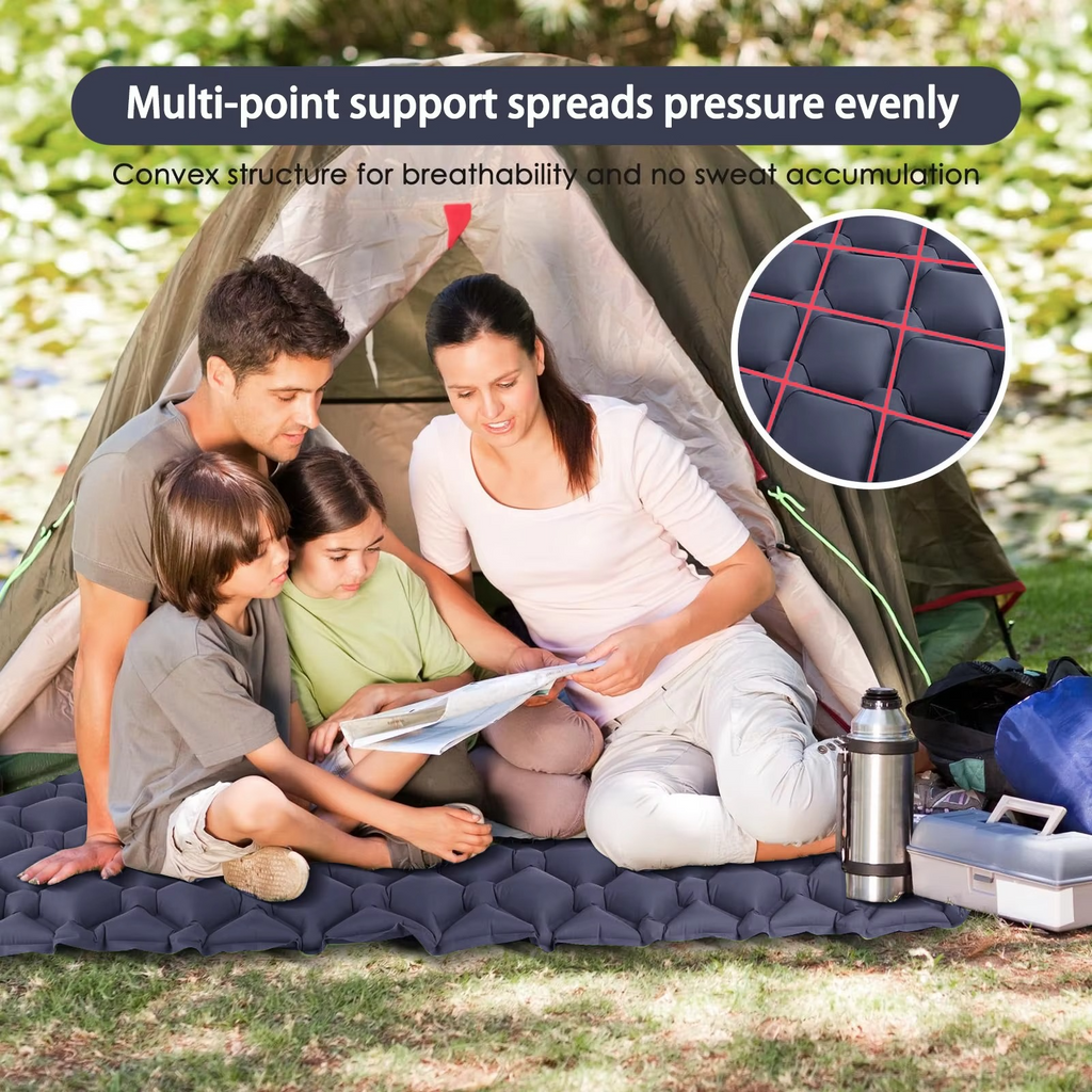 Ultra-Comfort Inflatable Camping Mattress with Integrated Pillow and Pump