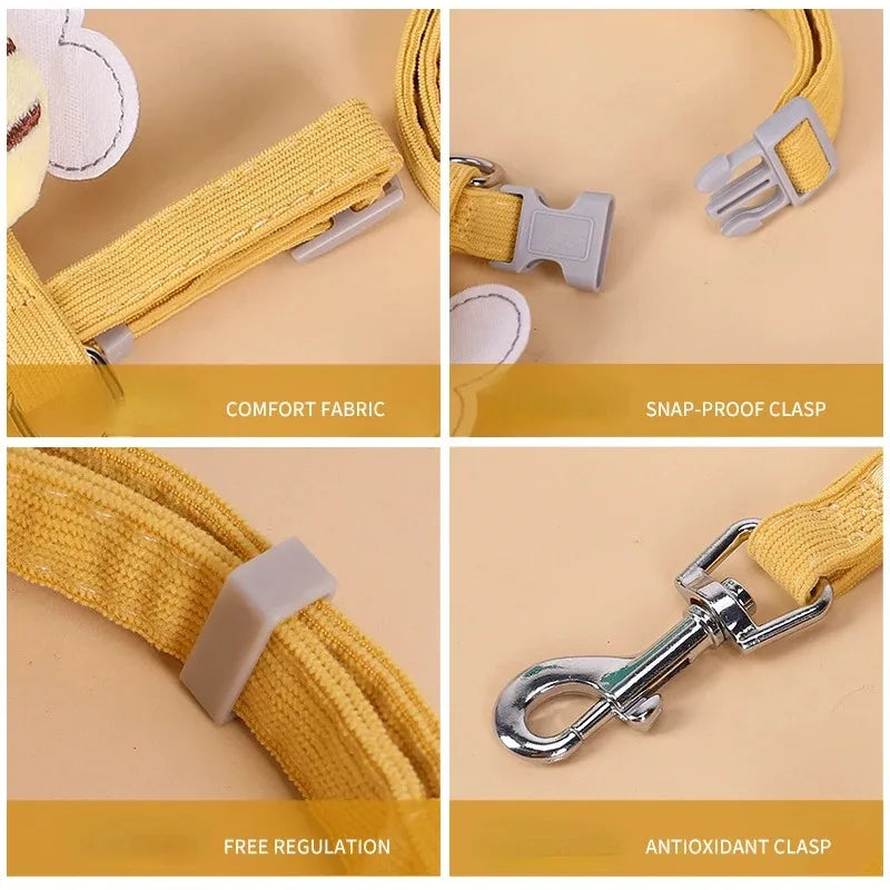 BeeWalk | Adjustable Harness Set with Leash & Collar | Double Layer Design in Cartoon Bee Look | For Cats & Small Dogs