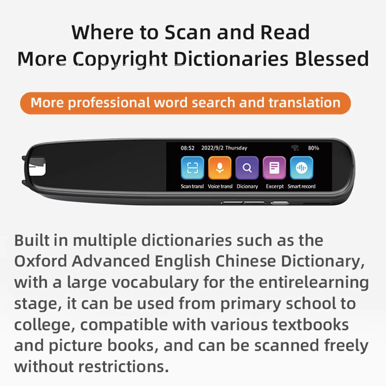 Smart WiFi Scanning Translation Pen with 2MP Camera and 131-Language Support