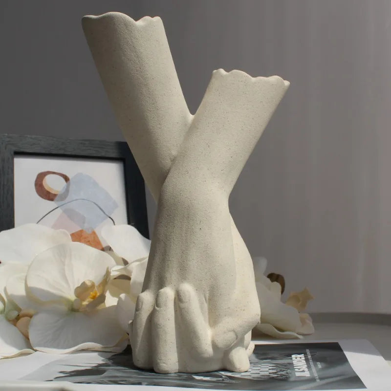Lovers' Hands Ceramic Vase