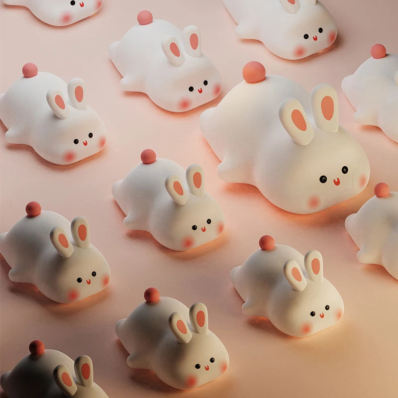 Cute Rabbit-Shaped USB Rechargeable Silicone Night Light for the Bedroom