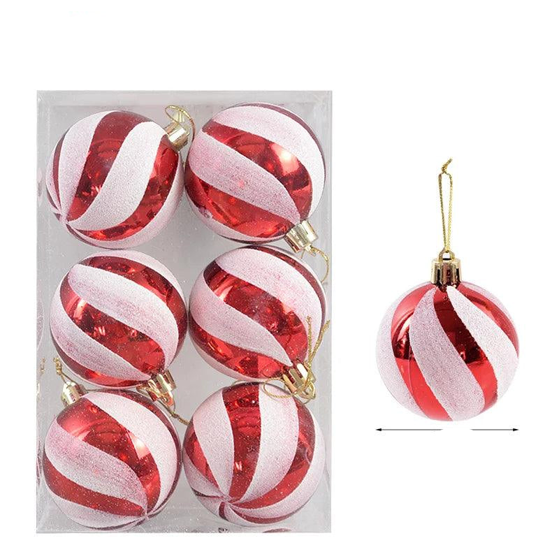 Glass Christmas Ornaments Pattern Set of 6 Balls for the Tree