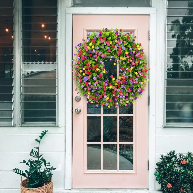 Artificial Floral Wreath for Front Door, Window, and Seasonal Home Decor