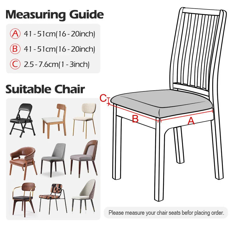 CasaLino | Waterproof Chair Seat Covers | Elastic & Washable | Checked Design | 4 Variants | For Kitchen & Dining Room