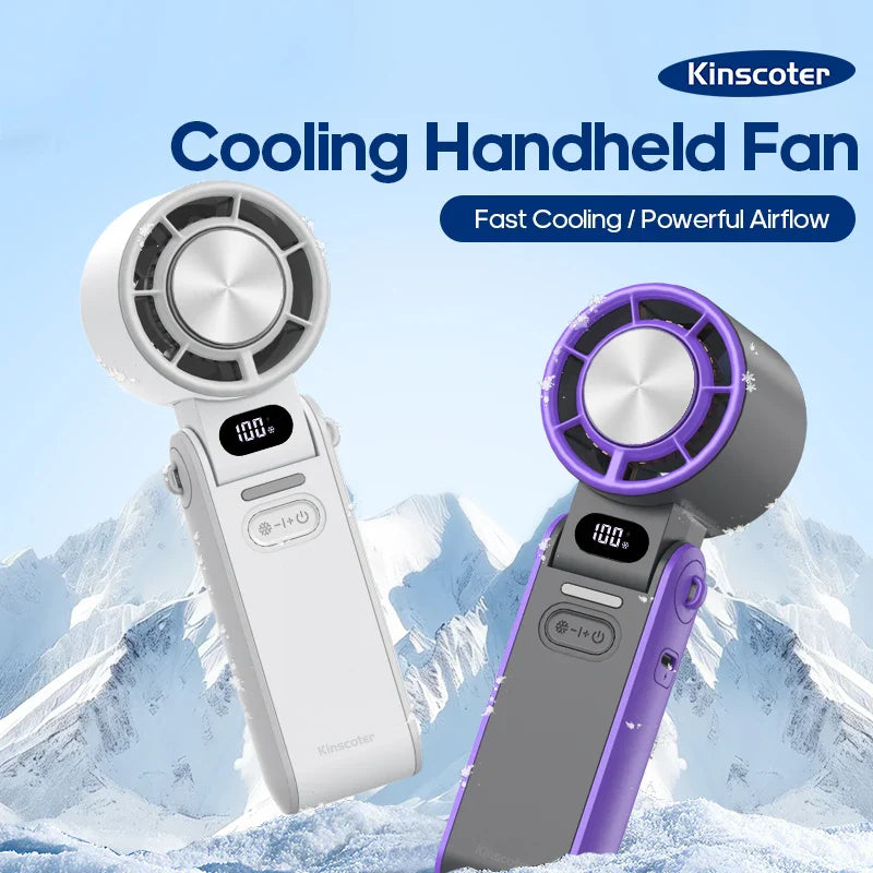 CoolityGo Handheld Fan with Ice-Cool Technology | 100 Speed Levels | 3600mAh Battery | Foldable & Ultraleight