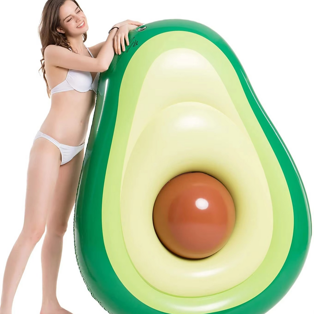 Inflatable Avocado Pool Float with Detachable Ball