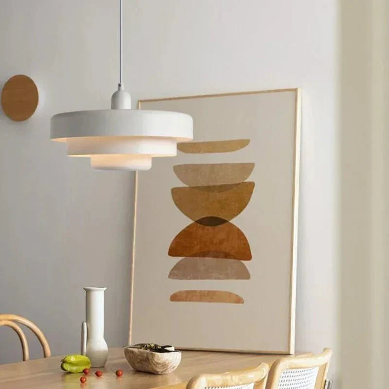 Elegant three-level pendant light in macaron colors