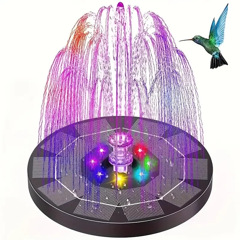 Solar Fountain LumiFonte 3.5W | With RGB LED & 6 Nozzles | 1500 mAh Battery & Filter System | For Birdbath, Pond & Garden