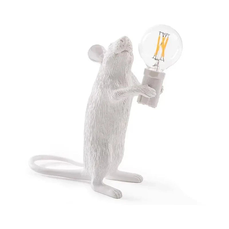 Modern LED Animal Table Lamps: Resin Rat, Cat, and Squirrel Night Lights