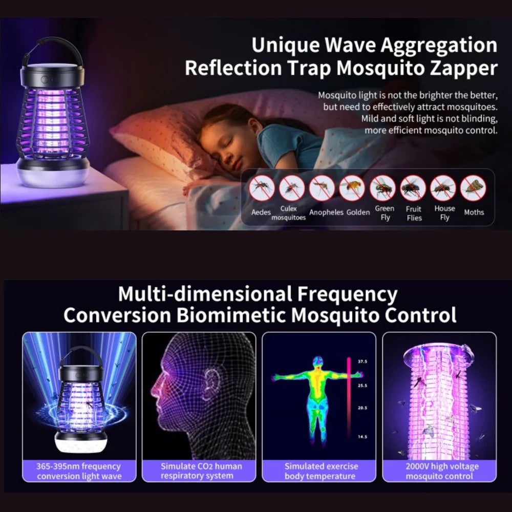 Mosquito lamp Lumava Pro | 4-in-1 Camping light with insect killer & SOS function | Rechargeable with USB-C & 2000 mAh battery
