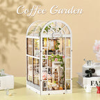 SoleCaffè DIY Book Nook | Miniature Coffee House 3D Wood Kit | With LED Lighting | Creative Bookshelf Diorama & Gift Idea