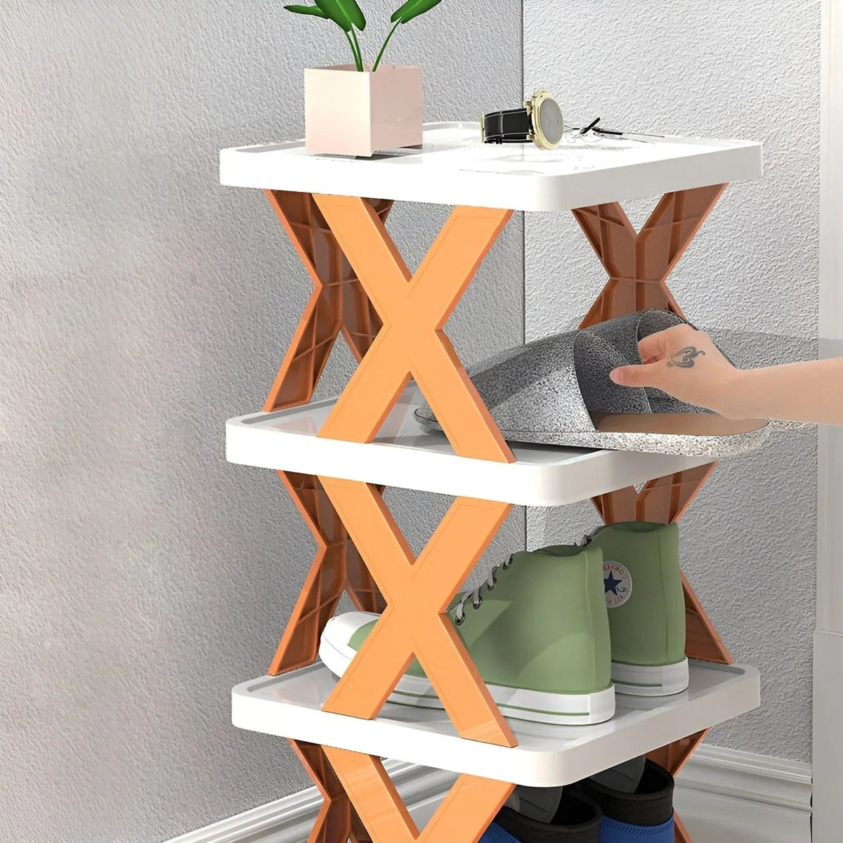 Multifunctional and Foldable Shoe Rack for Space-Saving Storage